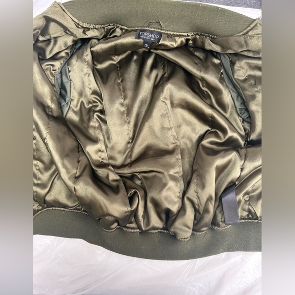 Topshop green bomber jacket women’s size 2 - Picture 6 of 9